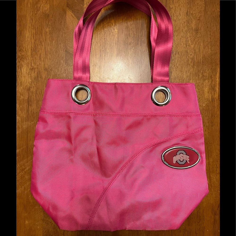 EUC Ohio State Buckeyes tote in hot pink by LittleEarth. Roomy and cute!